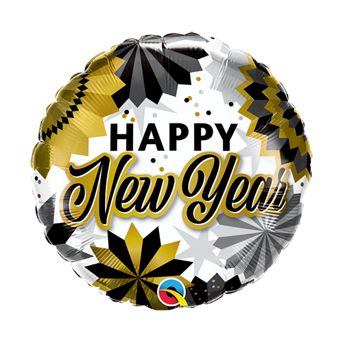 45cm New Year Black & Gold Fans Foil Balloon #89858 - Each (Pkgd.)